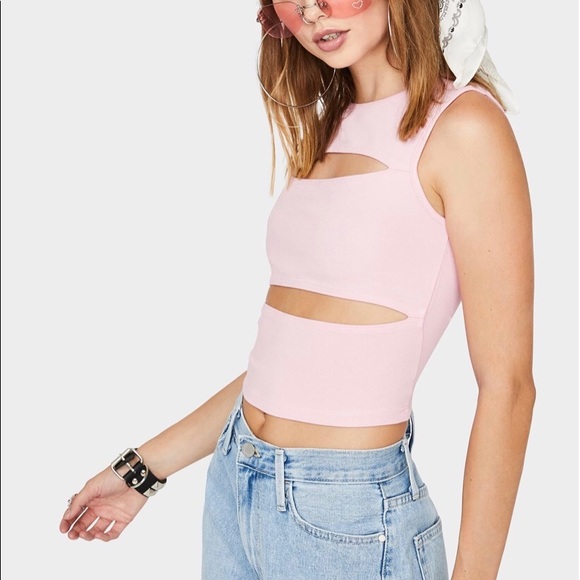 NWT Kiki Riki Pink Cutout Crop Top - Picture 4 of 8